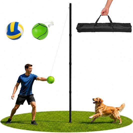 Tetherball Set, 2 Balls Included, Adjustable Pole 12 FT