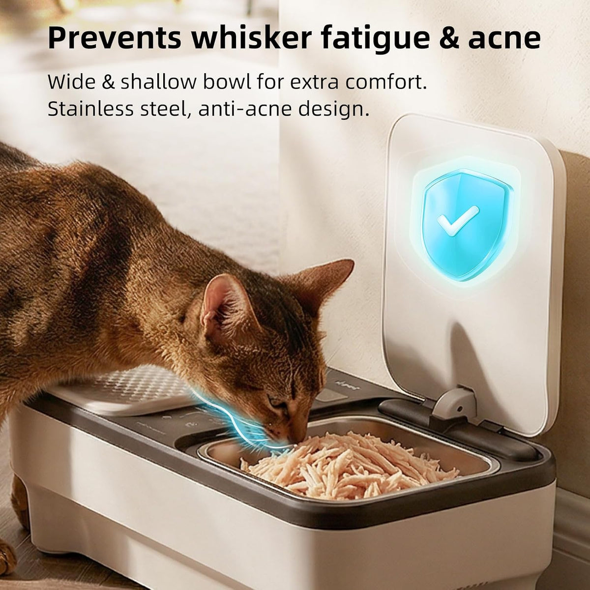 uahpet Cat Wet Food Automatic Feeder with Semiconductor Cooling & Pre-Heating, Programmable Timed Wet Food Dispenser for Cats, Stainless Steel Tray, Quiet, for 1-2 Cats Daily Use & Short Trips