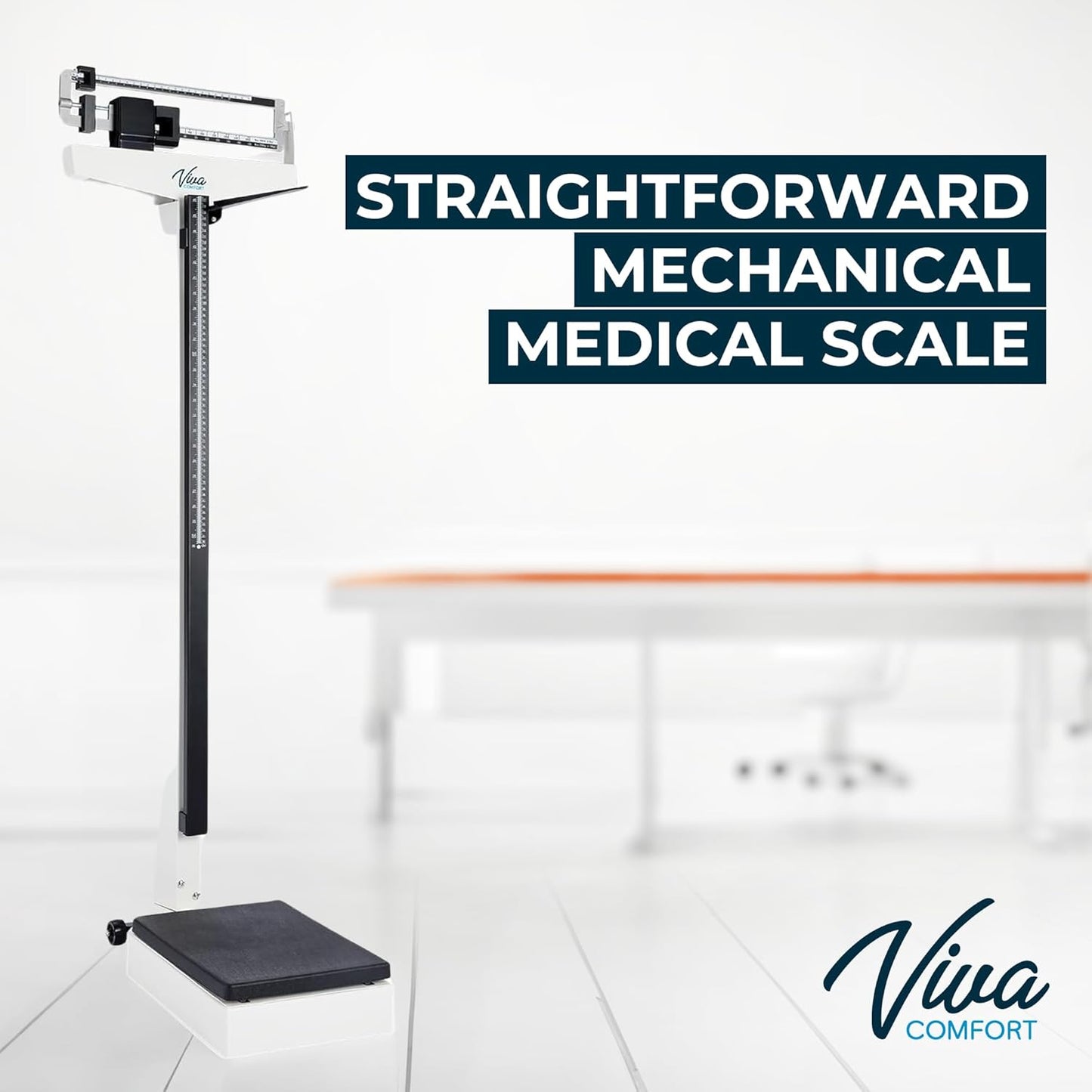 Medical Office Beam Scale, Analog Medical Grade Height and Weight Scale, Mechanical Bathroom and Gym Scale, Weight Capacity 440 lbs