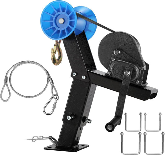 Adjustable Boat Trailer Winch Stand with 1200LB Winch & Roller | Boat Trailer Winch Mount Fits 3" W x 4" H Trailer Drawbar, for Fishing Boats & Motorboats (with Winch & Roller) with 1200LB Winch & Roller 1