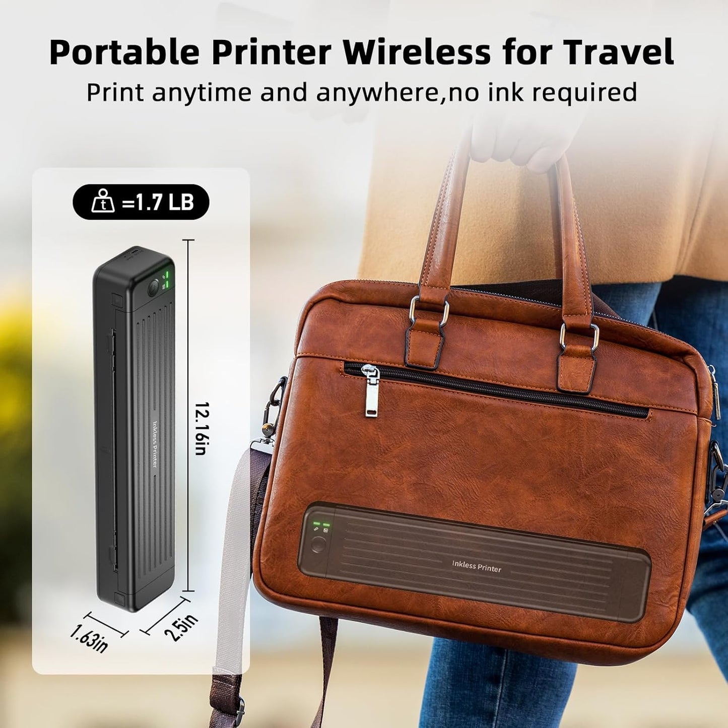 Zoolion P831 Portable Printers Wireless for Travel, Supports 8.5'x11' US Letter/A4/B5/A5, Compatible with iOS, Android &a