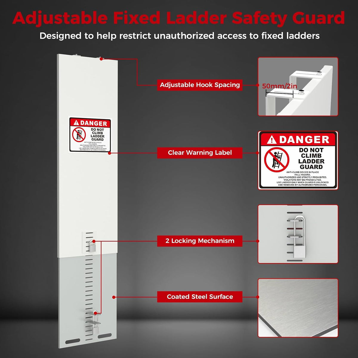 Fixed Ladder Security Lockout, Outdoor Ladder Lockout Safety Device Gray
