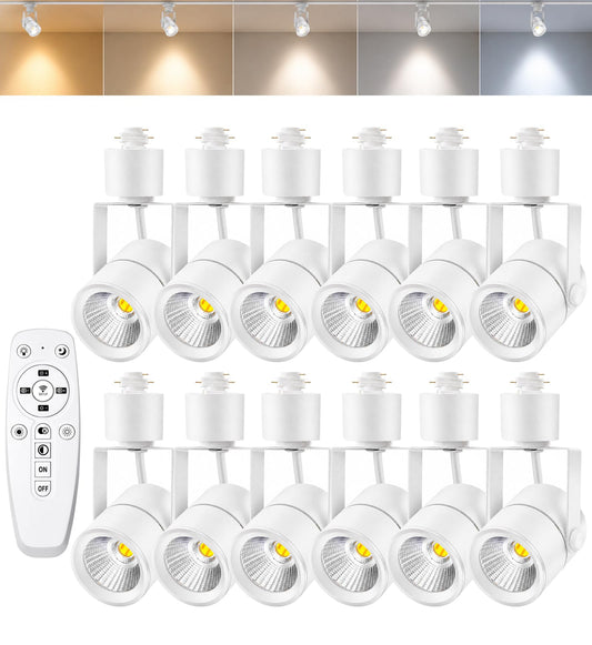 12 Pack LED Track Lighting Heads with Remote, 2700K-6500K Stepless Color Dimming H Type Track Light Fixtures, 10W 1000LM Dimmable Ceiling Spotlight for Kitchen Accent Art,White