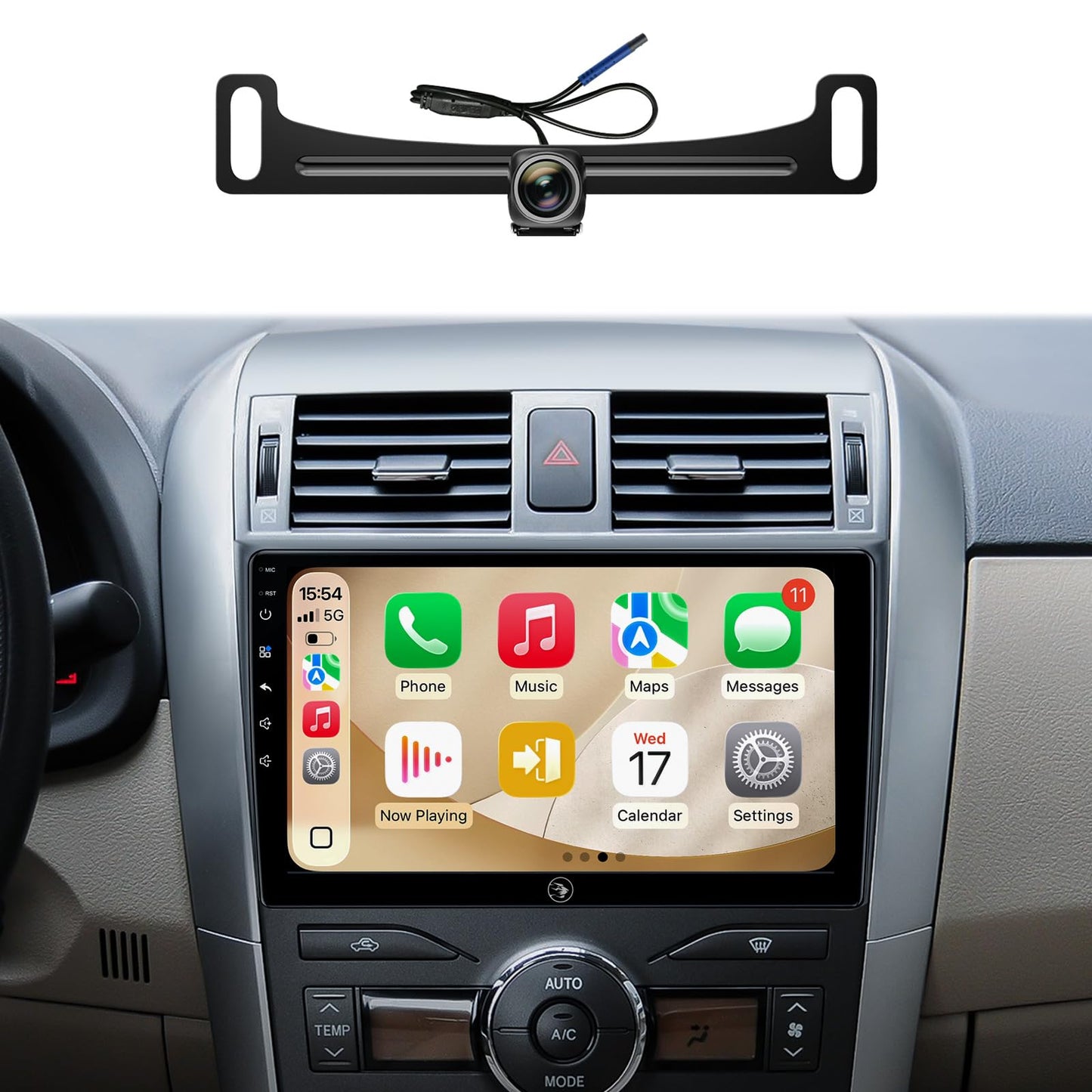 QLED Linux Car Stereo for Toyota Corolla 2008-2013, Fast Boot Wireless CarPlay & Android Auto Touch Screen Radio, Dash Kit Replacement with AHD 1080P Backup Camera, Bluetooth, SWC, AM/FM