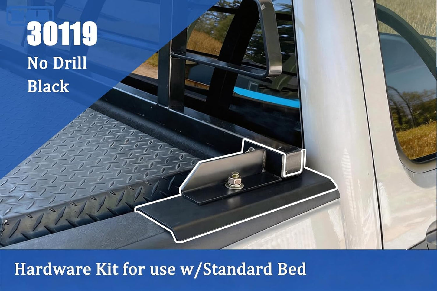 30119 Hardware Kit | for Use w/Standard Bed | Fits 2007-2018 Chevrolet GMC Silverado Sierra 1500; 07-19 Chevrolet GMC Silverado Sierra 2500 3500 HD | Black Powder Coat | No Drill Required