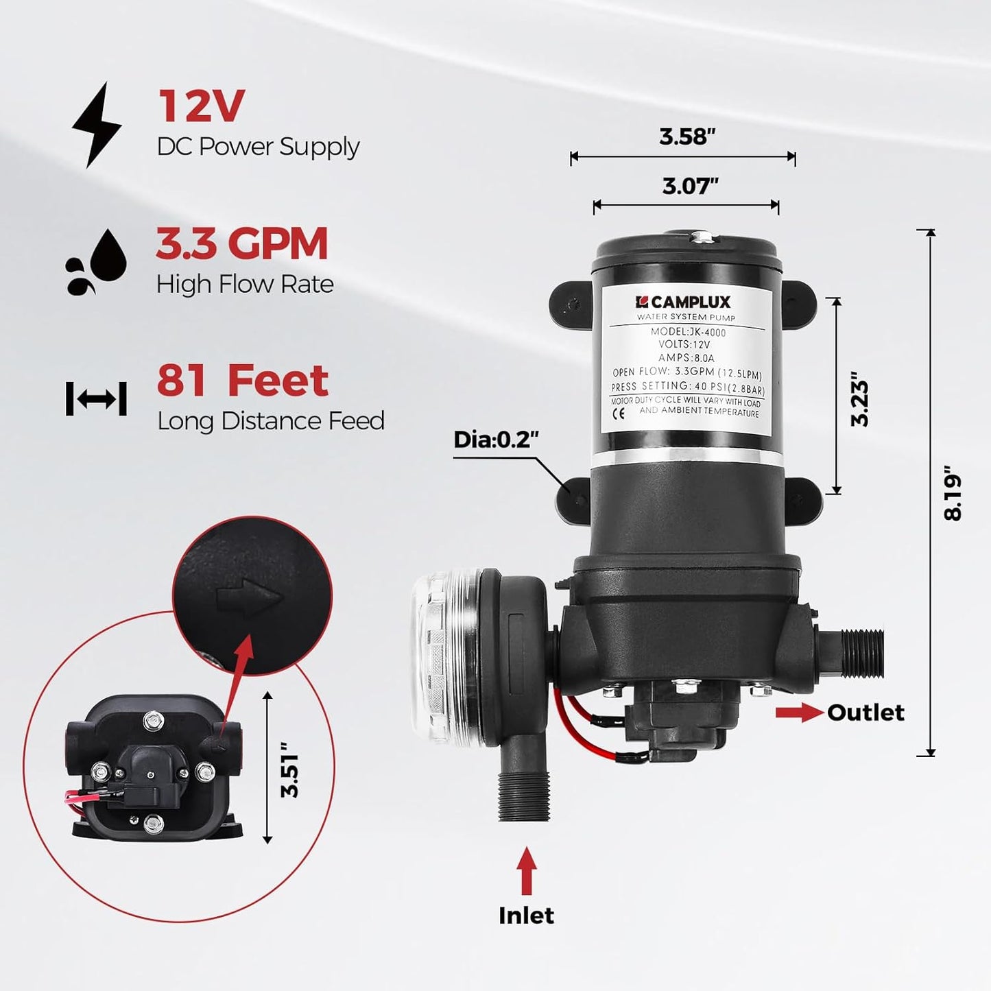 CAMPLUX Tankless Water Heater Outdoor, 4.22 GPM Propane Water Heater with 3.3 GPM Water Pump & Pipe Strainer, 11