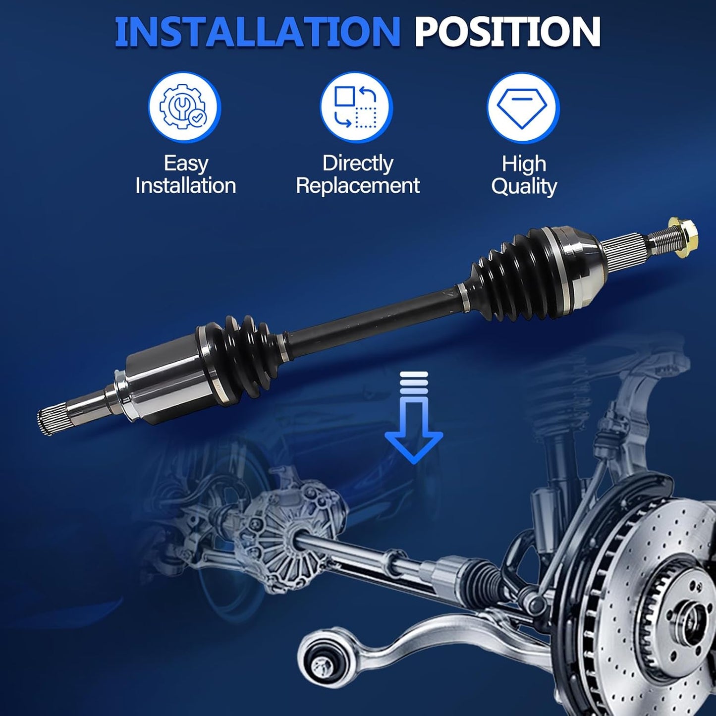 CV Axle Front Fit for Chevy Traverse 2009-2017, GMC Acadia 2007-2016, Buick Enclave 2008-2017, Saturn Outlook 2007-2010, CV Axle Joint Shaft Assembly Driver and Passenger Side