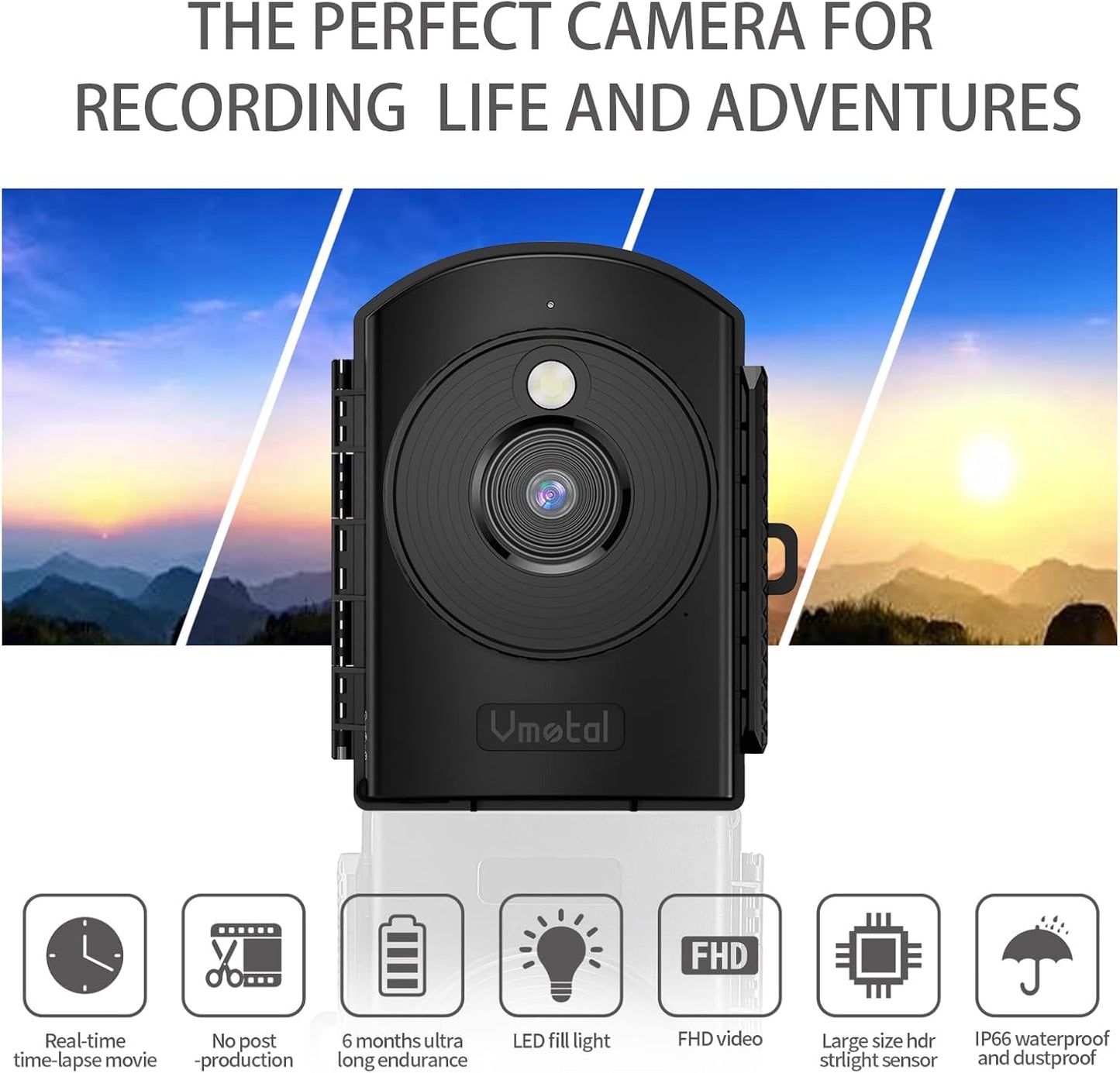 Vmotal Time Lapse Camera,Captures Professional 1080P Photo & Video,Multiple Shooting Modes 180-Day Battery Life Time Lapse Camera for Outdoor