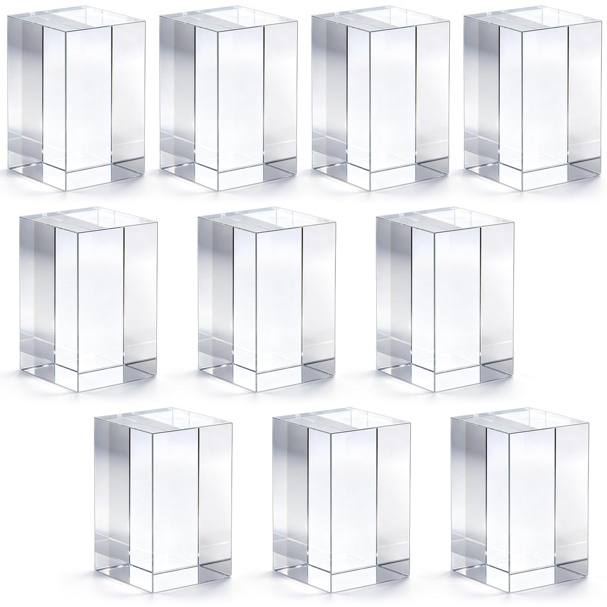 LOYIM 10 Packs Crystal Blanks for Laser Engraving, Rectangular, 50*50*80mm Rectangular 50*50*80mm
