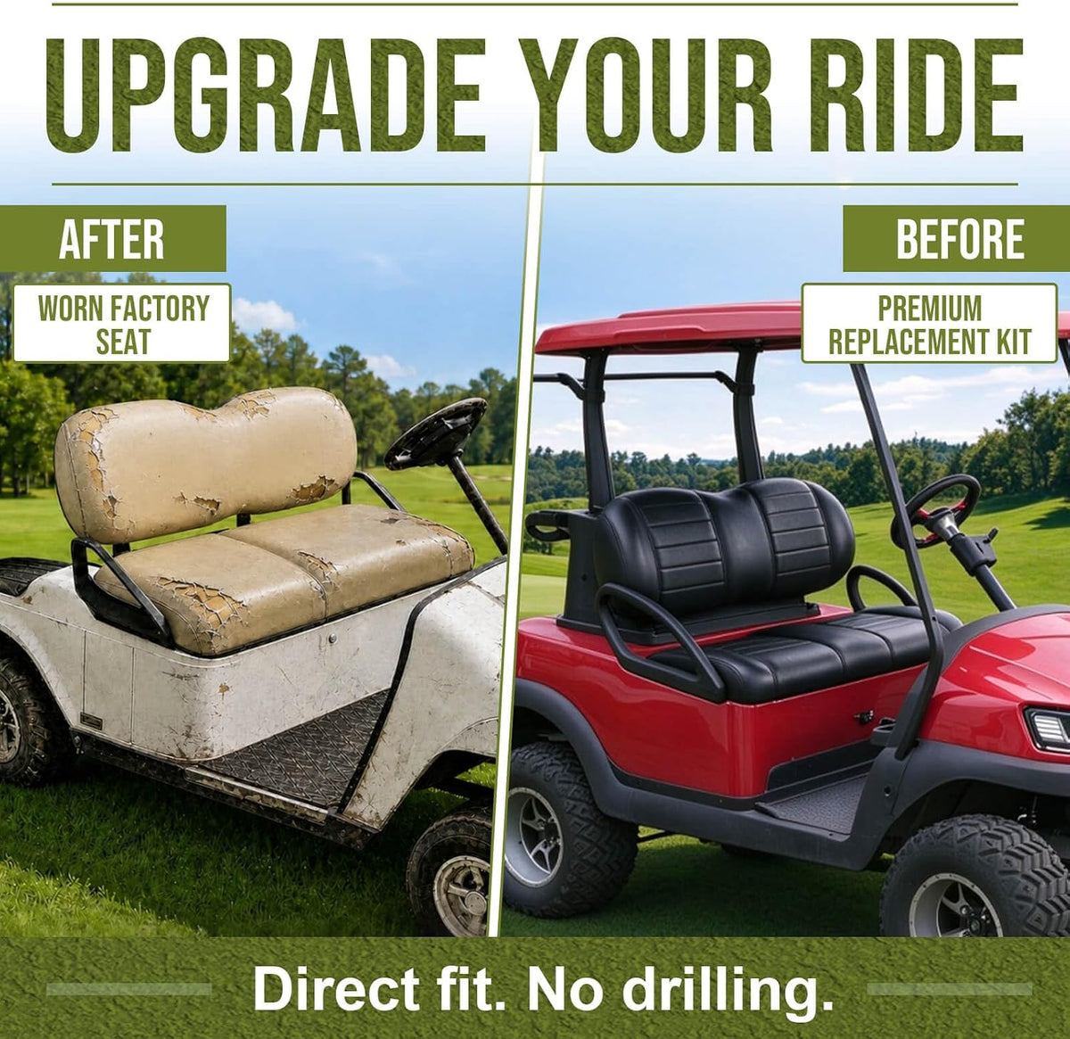 NOKINS Golf Cart Front Seat for Club Car Precedent 2012+/Tempo/Onward