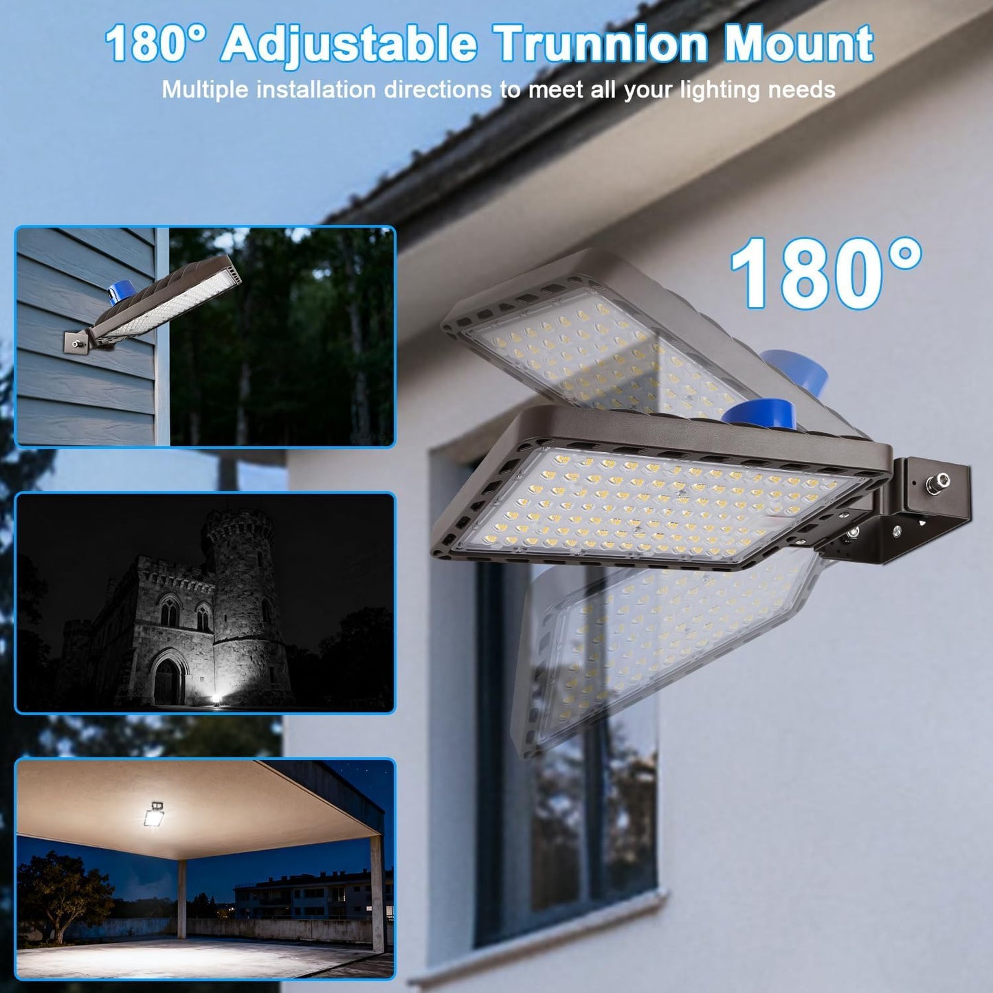 240W 4-Pack LED Parking Lot Light,Commercial Light for Wide Area | 36000LM Shoe Box Street Flood Light with Dusk to Dawn Photocell, 5000K IP65 Waterproof, Adjustable Trunnion Mount,110-277V