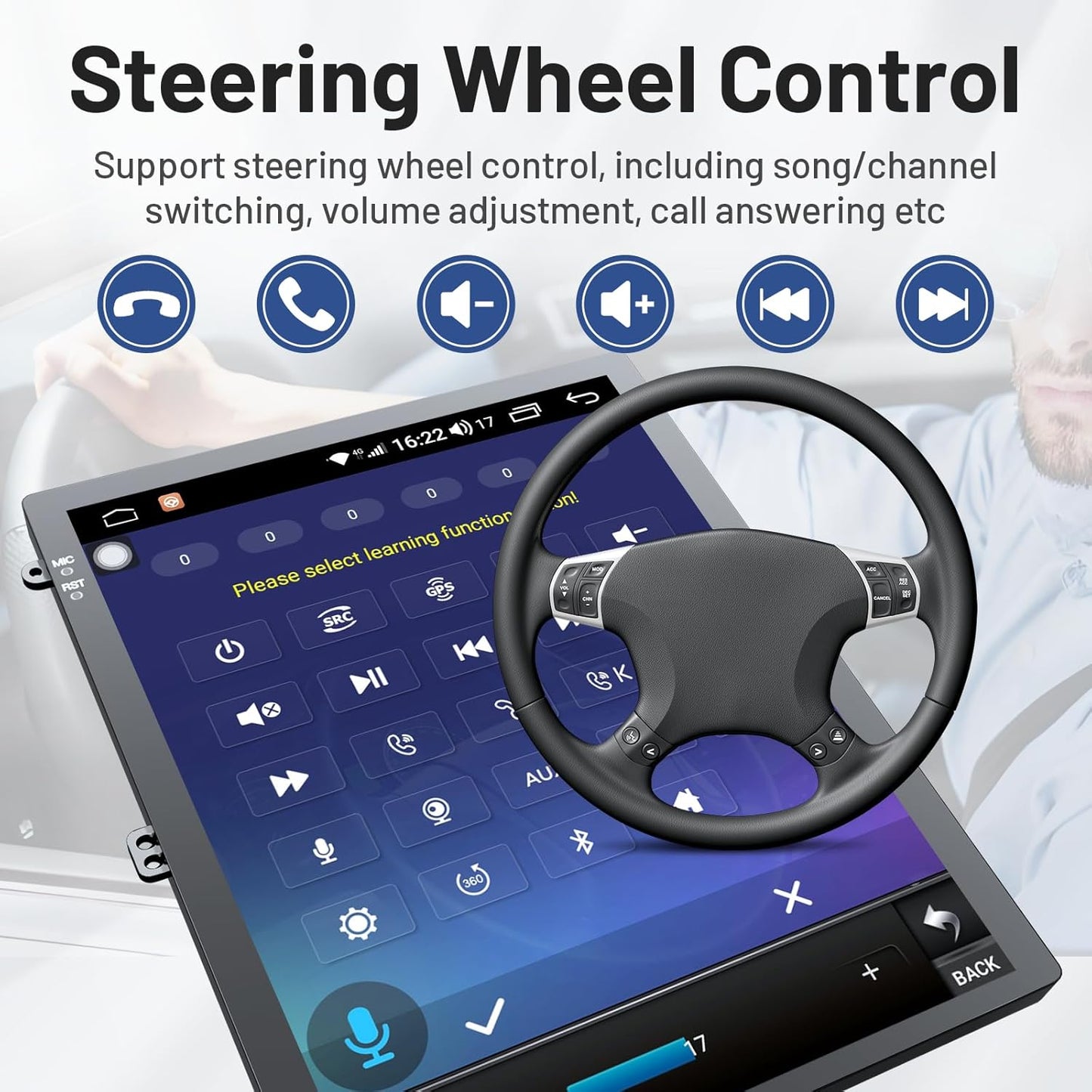 for Ford Focus 2012-2018 Radio Stereo Upgrade Replacement: 9.7 Inch IPS Touch Screen Head Unit, Wireless CarPlay Android Auto, GPS Navigation WiFi Bluetooth 5.0, FM SWC 2G+64G