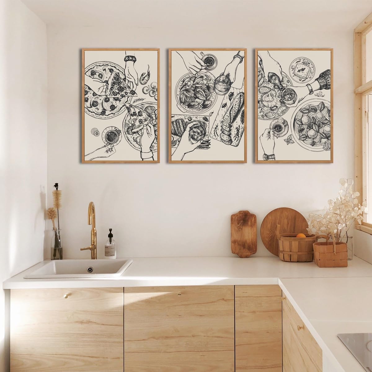 Extra Large Kitchen Wall Art Set of 3 Cheers