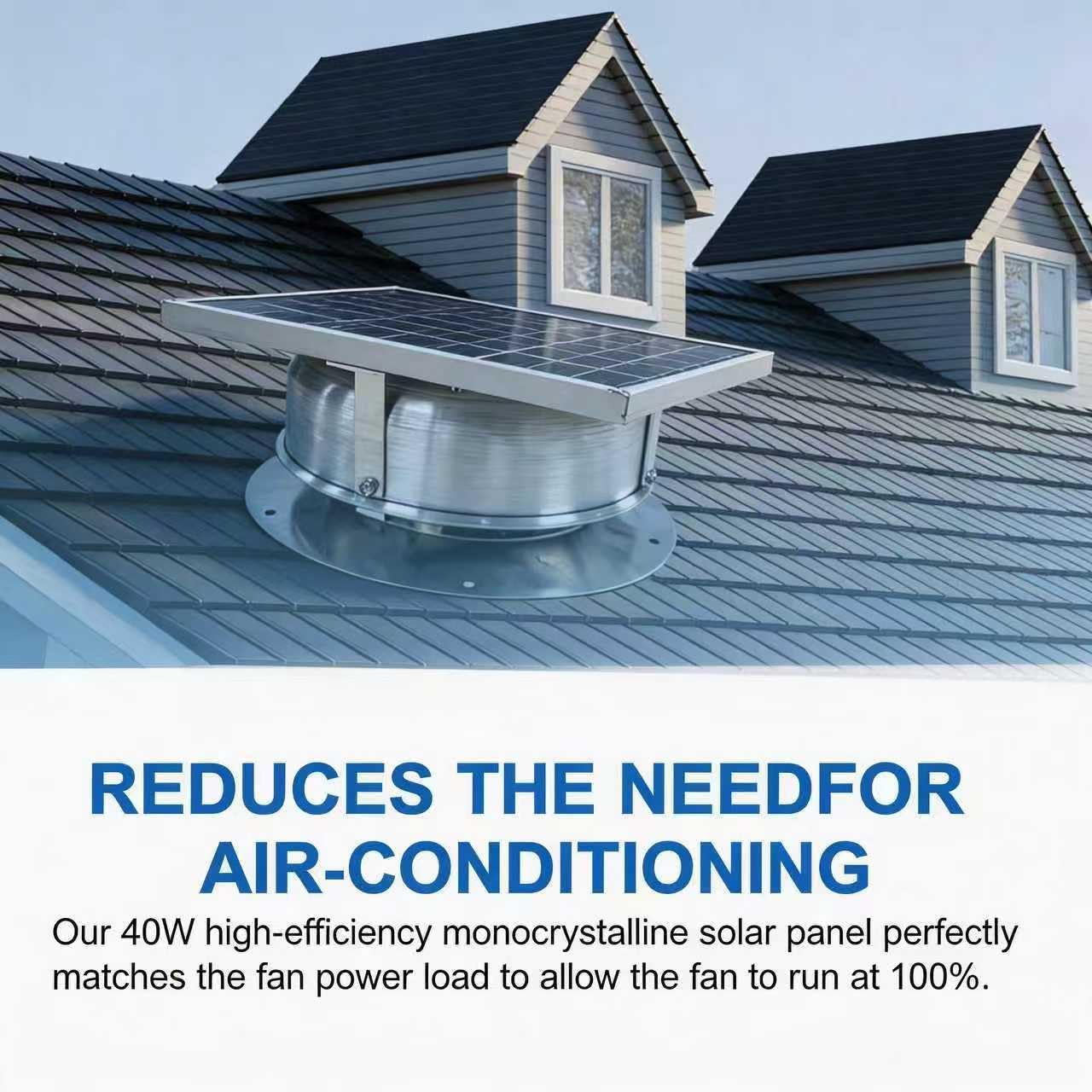 10W Solar Roof Vent Fan, 12V Solar Powered Attic Exhaust Fan with 9.8" x 9.8" Solar Panel, Aluminum Alloy Ventilator for Garage, Warehouse, Greenhouse, Black