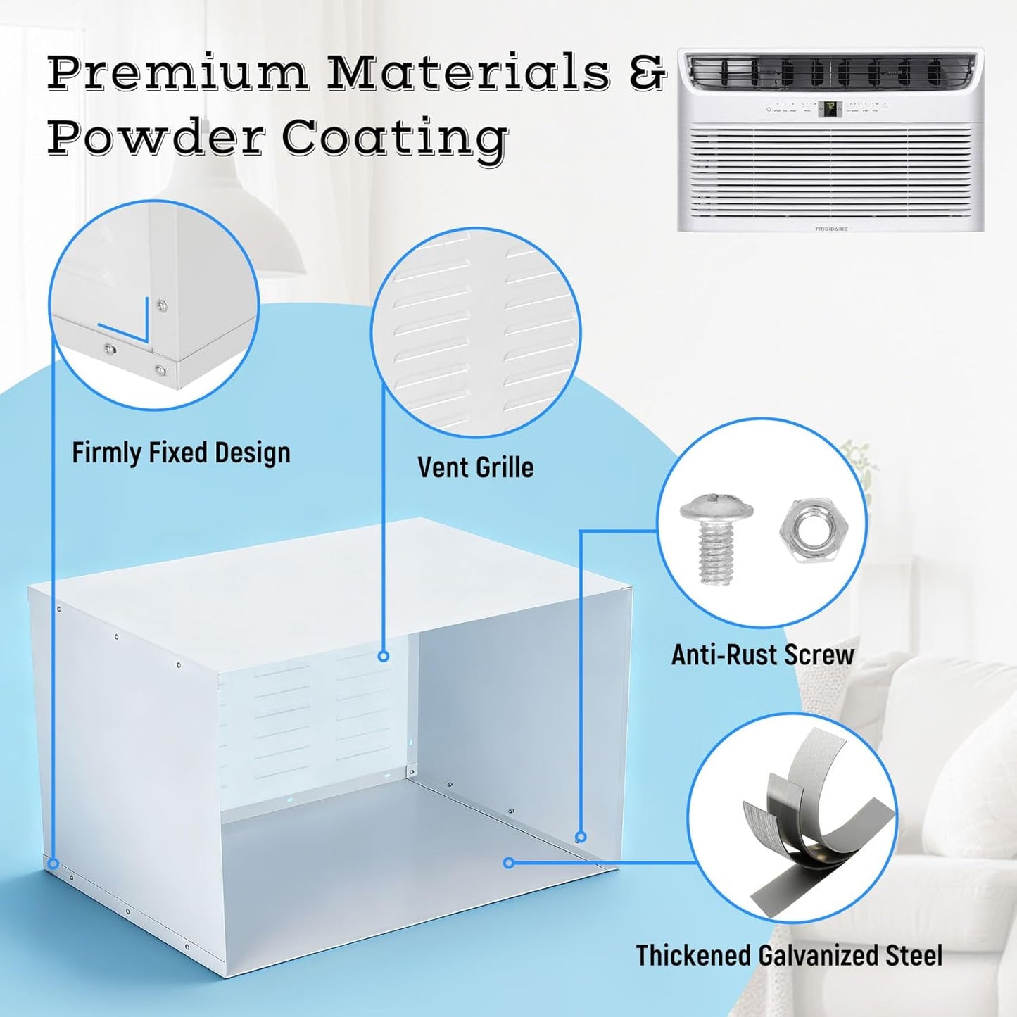 Through The Wall Air Conditioner Sleeve, 26 Inch AC Wall Sleeve, Universal Design PTAC Wall Sleeve, Sturdy Thickened Wall AC Sleeve, Wall Air Conditioner Sleeve for 26 Inch Unit