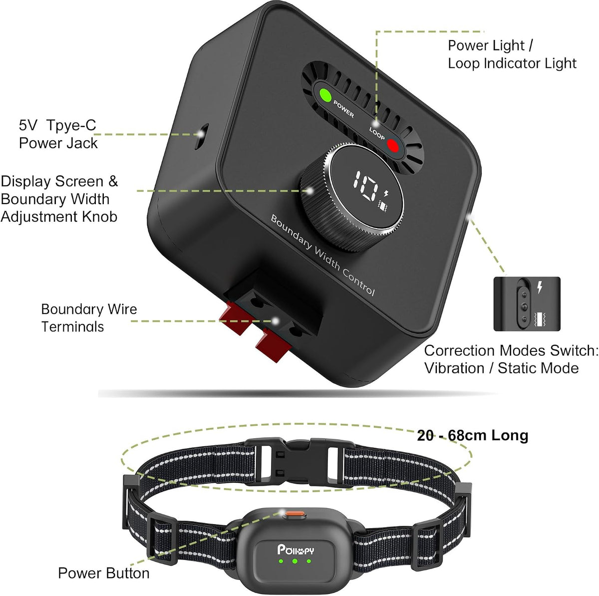 In-Ground Dog Fence, Underground Electric Pet Fence Training Collar System 1 Dog Fence Kit