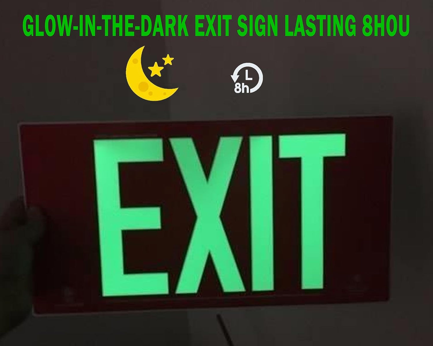 (4 Pack) Photoluminescent Exit Sign Aluminum