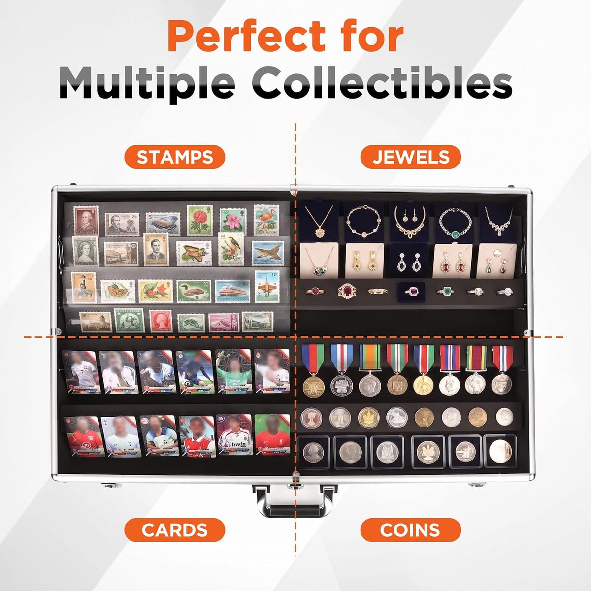 Trading Card Display Case Aluminum with Lock for Collectibles