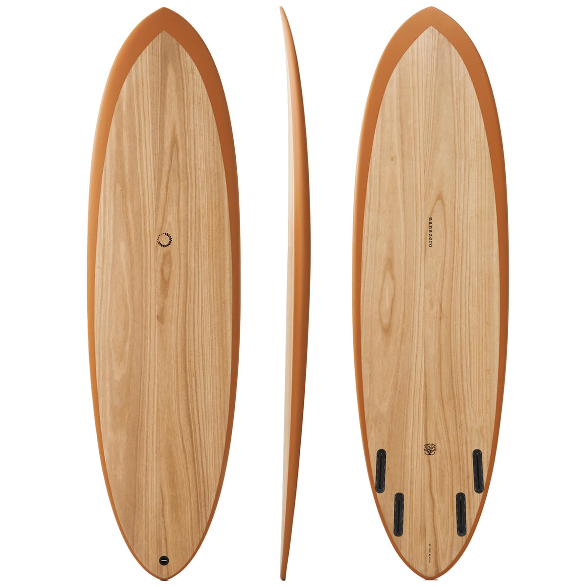 Wood Skin Surfboard Mid Length MID04 Quad 6'6" Wine Red, (No Fins) Durable and Light-Weight Structure