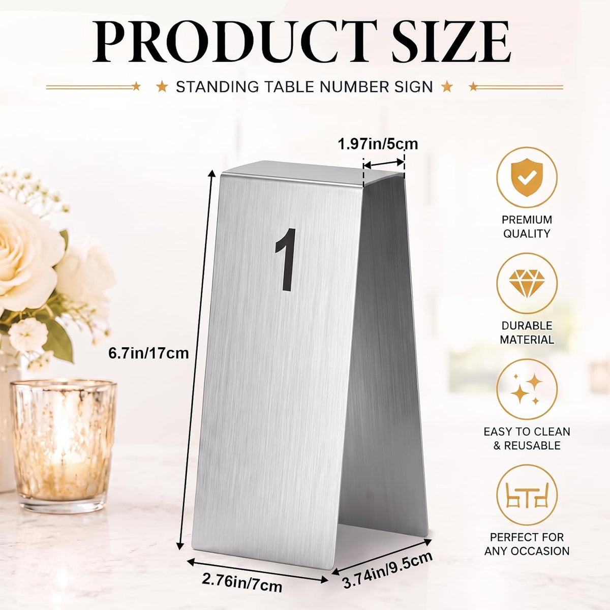 Honeydak 1-25 Table Order Numbers Double Side Sliver Stainless Steel Signs