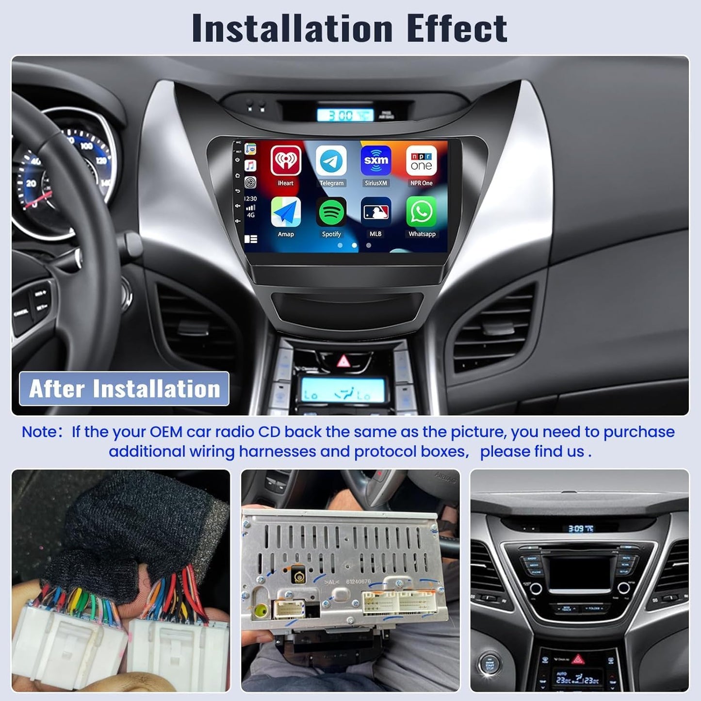 Car Stereo for Hyundai Elantra 2012-2013 9 Inch Car Radio with Bluetooth FM/RDS Carplay Android Auto Mirror Link SWC Backup Camera P1-NEW 9.0
