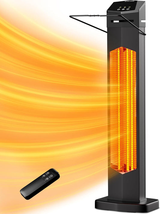 Patio Heater for Outdoor Use, 1500W Electric Space Heater Indoor, Portable Infrared Heater with Remote, 12H Timer, Waterproof, Tower Heater for Room,