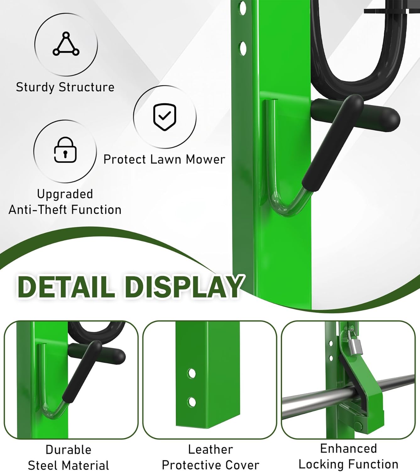 4-Position Weed Eater Racks for Trailer Green Commercial Trimmer Rack with Independent Locks for Open Trailer Work Weedeater Organization Storage Rack Holder