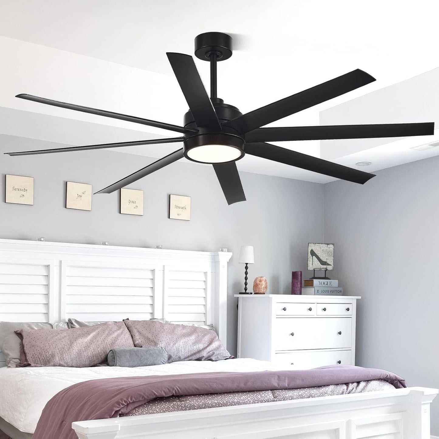 Conciseer Morden Ceiling Fans with Lights,65 Inch Ceiling Fans with Remote for Bedroom Living Room Kitchen, 8 Blades 6 Speed Reversible Quiet DC