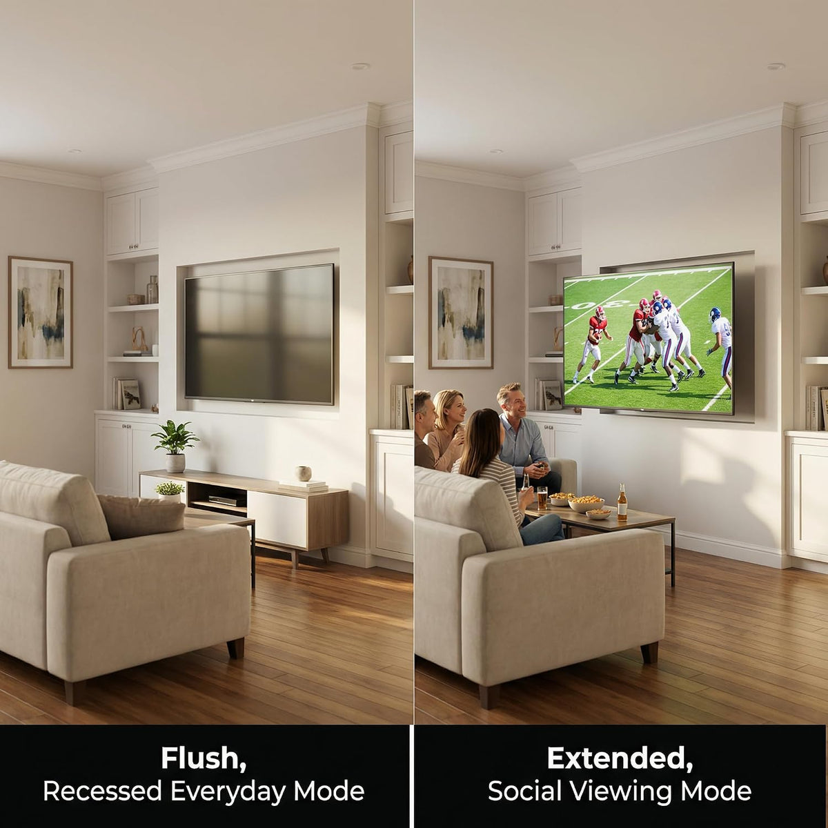 Recessed in Wall TV Mount, 28-Inch Extension and Cable Management
