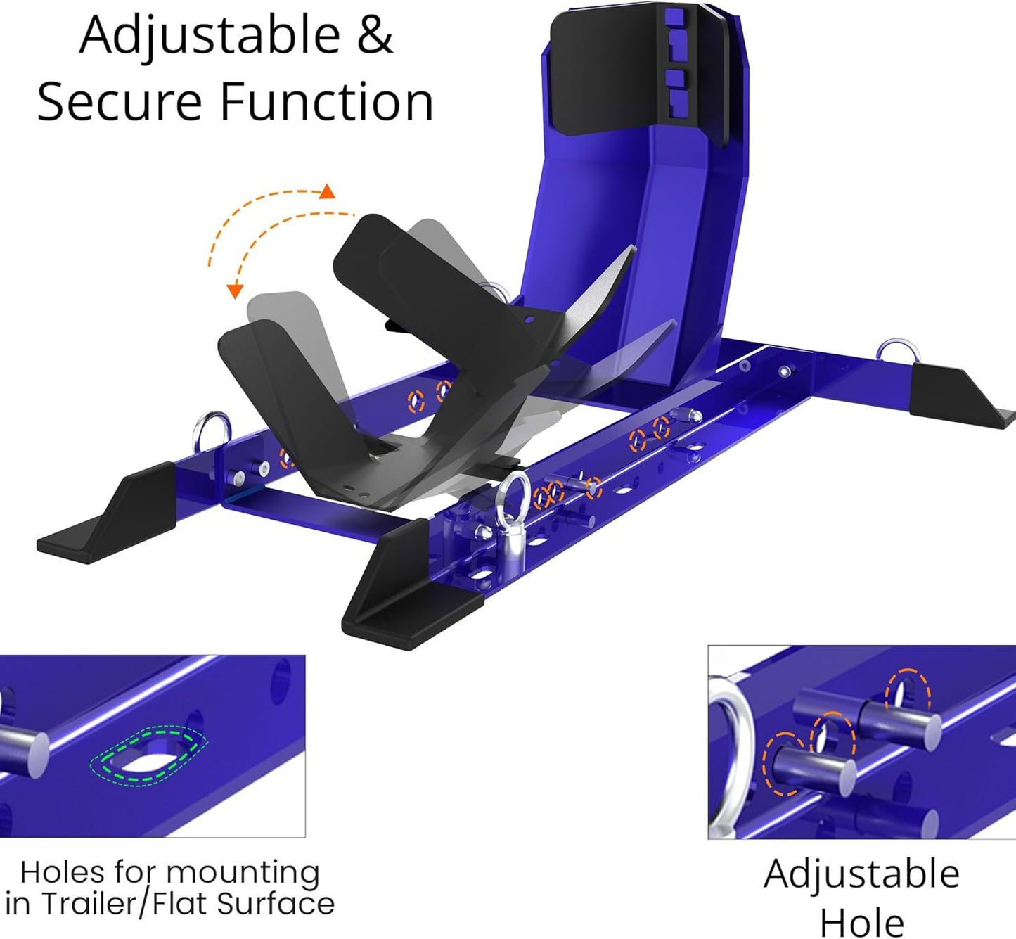 GRAND PITSTOP Universal Wheel Chock for Motorcycle Stand for Trailer Completely Adjustable Detachable Foldable Wheel Chock (Blue) 4000 lbs Blue V1