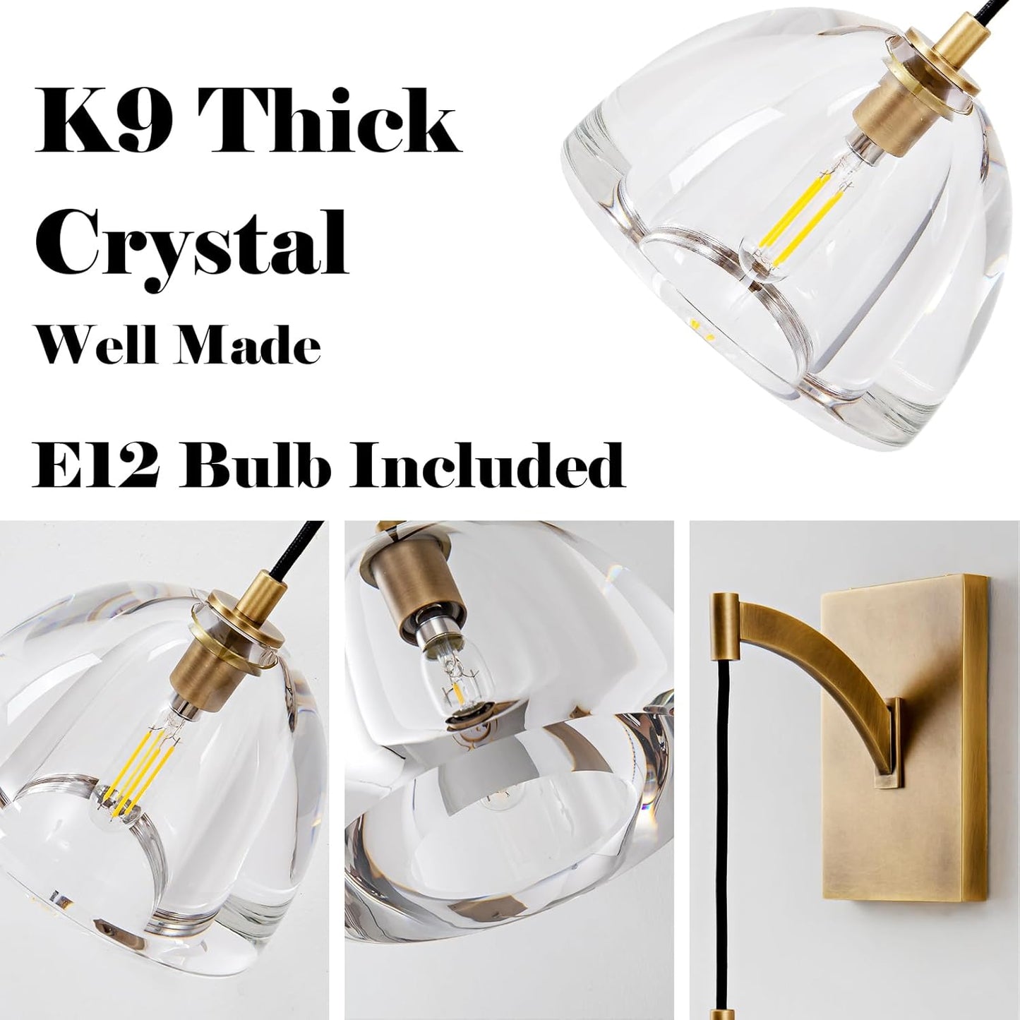 Plsintly Gold Wall Sconce, Modern Crystal Wall Sconce Wall Decor, Elegant Wall Sconce Wall Lighting, Brass Wall Sconce Light- Luxury Gold Wall Sconce