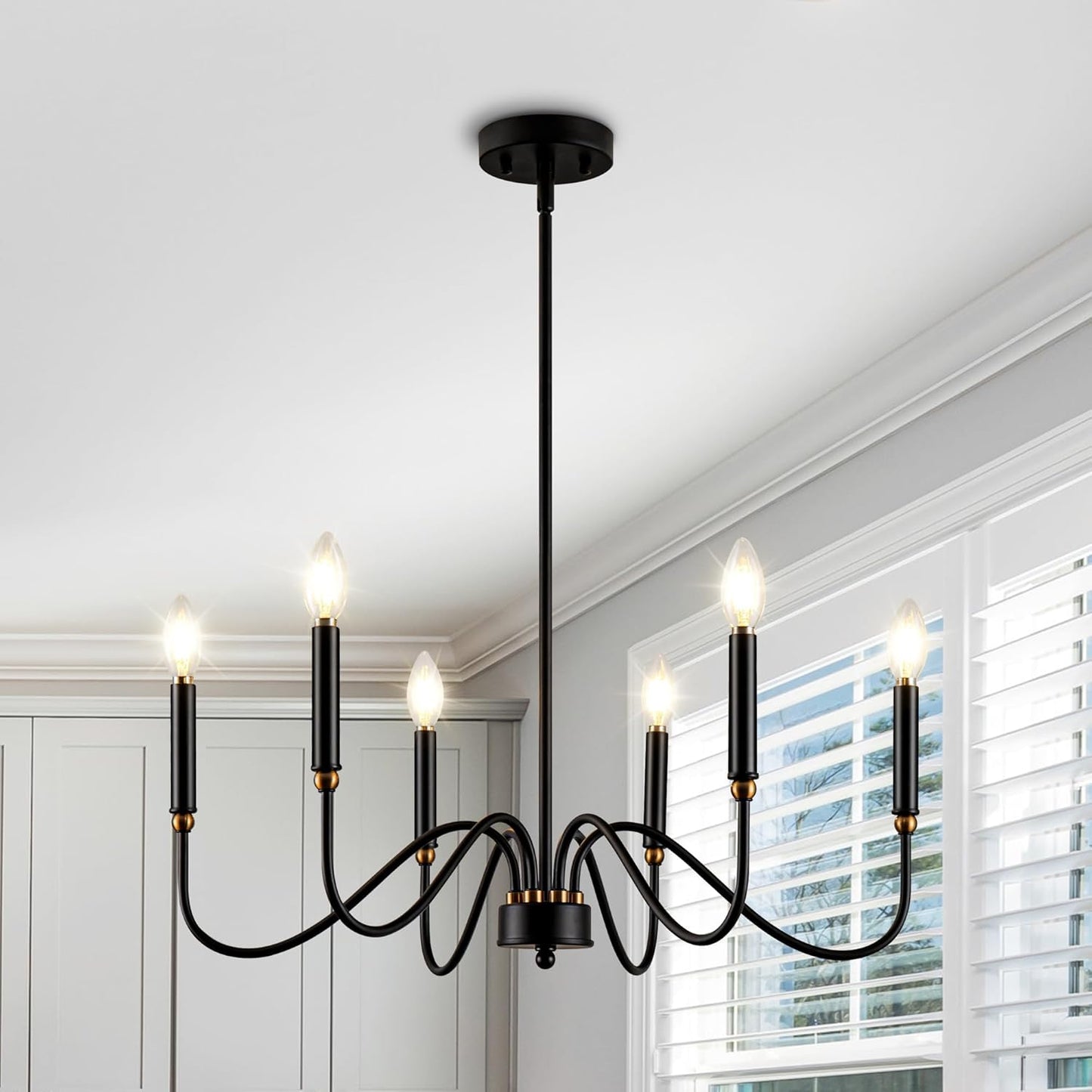 Chandeliers for Entryway Farmhouse Chandelier for Dining Room Light Fixture Hanging Lights for Living Room 6 Light Black Pendant Lights Kitchen