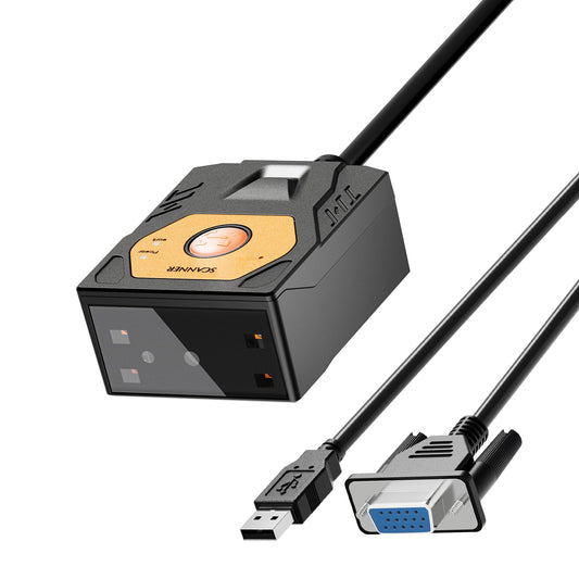 NETUM NT-480 Fixed Mount 2D Barcode Scanner, Auto-Sensing Embedded -USB | Industrial 1D/2D QR barcode scanner for kiosks, conveyors, POS, manufacturing and self-service systems. USB Cable