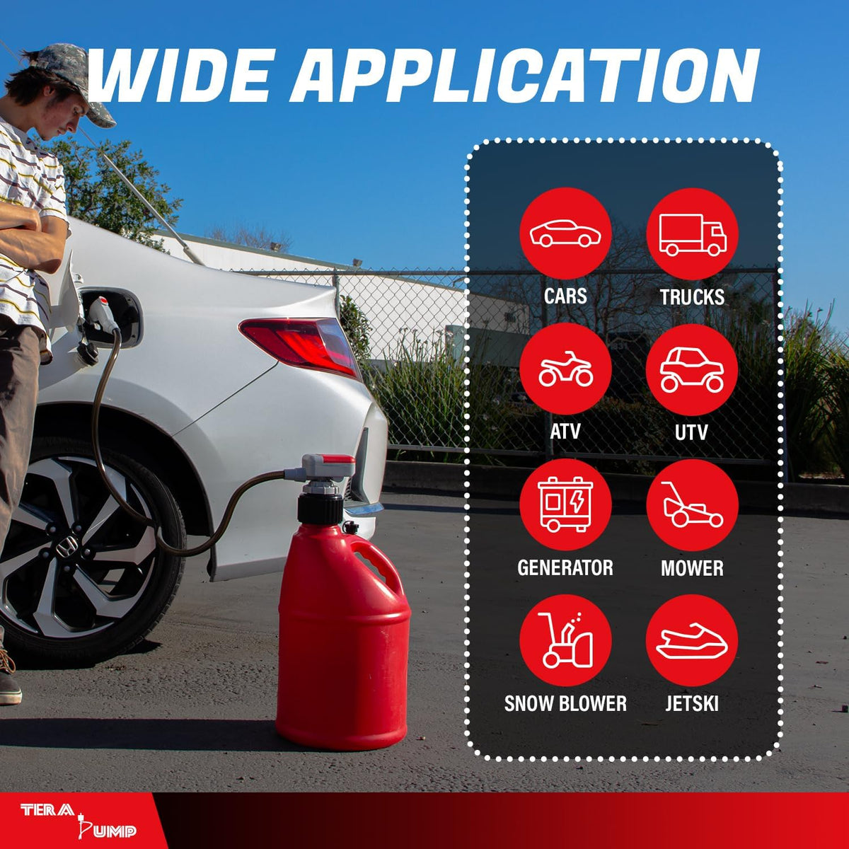 TERA PUMP Portable Gas & Diesel Transfer Pump with Auto Shut-Off