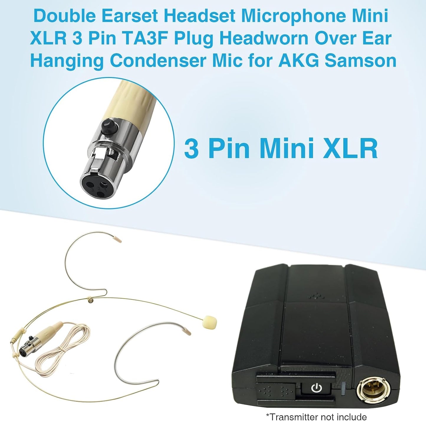 10 Pack Double Earset Headset Microphone Mini XLR Mic 3 Pin TA3F Plug Headworn Over Ear Hanging Condenser Mic in Ear Back Electric Microphone for AKG Samson,Windscreen
