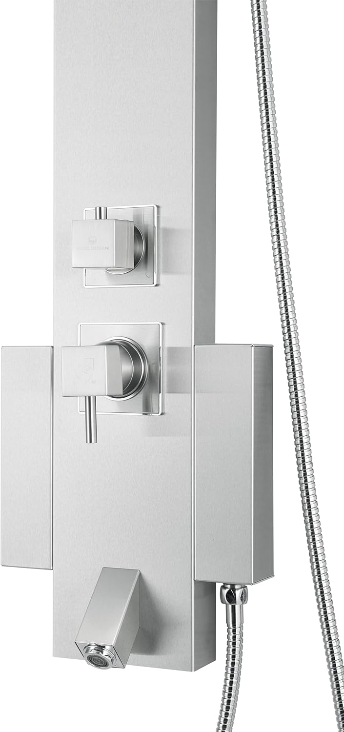 48' Stainless Steel SPS822A Shower Panel Tower Column with Rainfall Shower Head and Spout