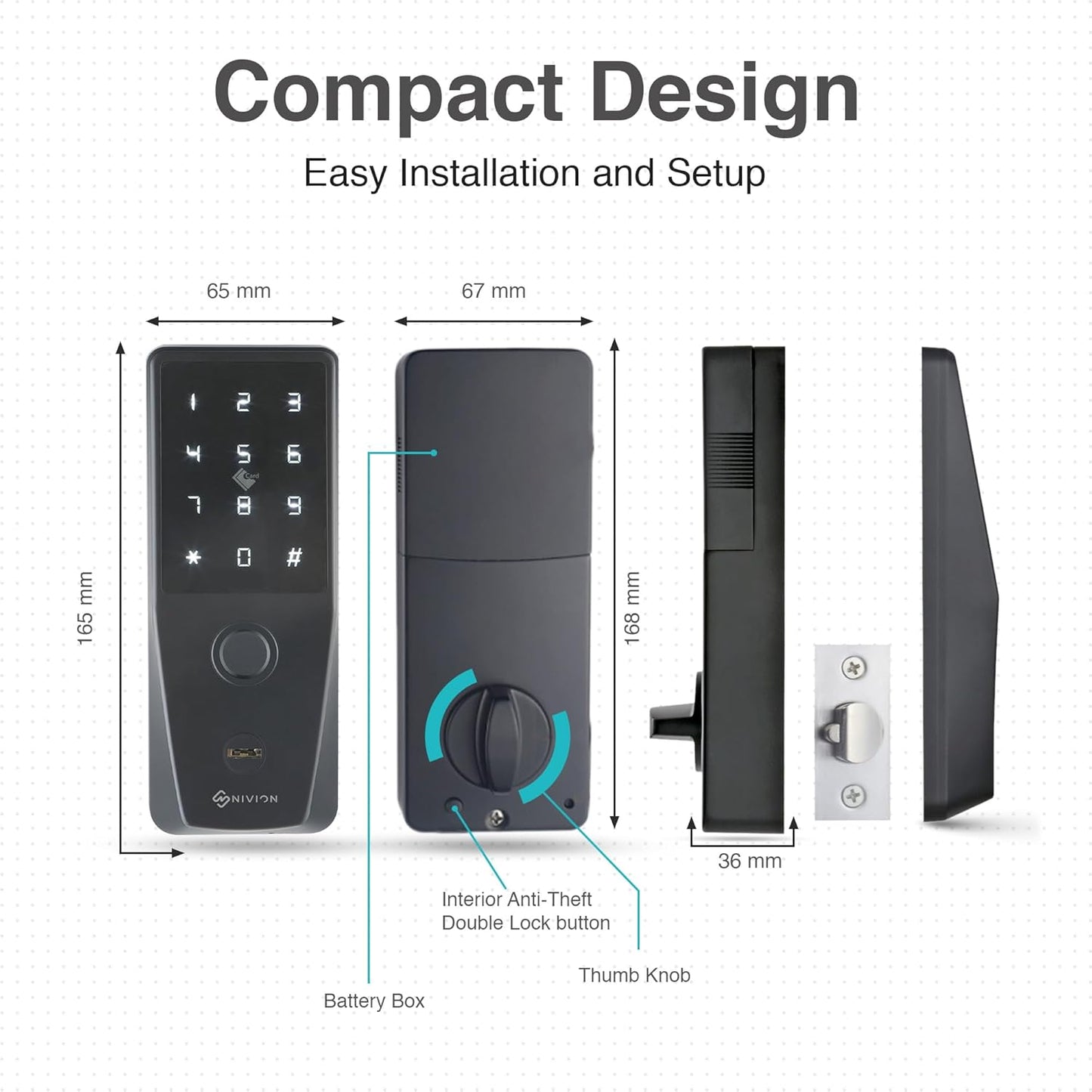 Security Smart Lock NS-01, Fingerprint Keyless Entry Door Lock, Built-in Wi-Fi, App Remote Control, Front Door Smart Lock Deadbolt