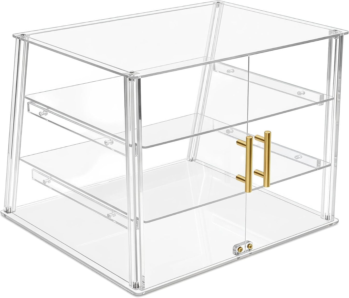 3-Tier Commercial Bakery Display Case with Removable Trays, 18.9" L x 17.8" W x 14.17" H Countertop Pastry Showcase, Clear Acrylic PETG Dessert Cabinet with Magnetic Doors for Donuts Cakes Cookies