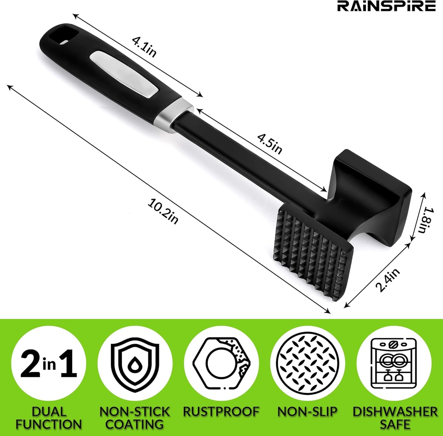 Heavy Duty Meat Tenderizer Hammer, Meat Mallet Tenderizer With Soft Handle, Dual-Sided Meat Hammer Tenderizer, Meat Pounder Kitchen Mallet for Beef,