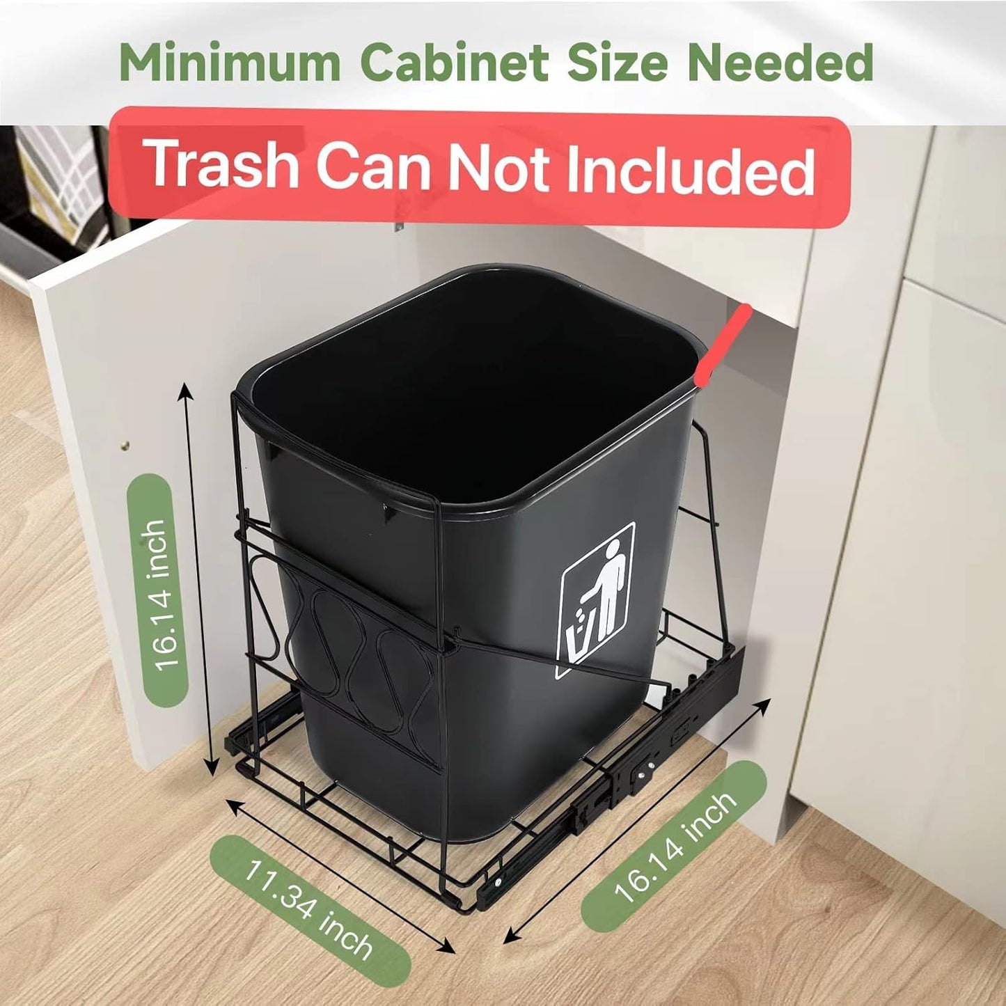 CNIOEPL Pull Out Trash Can Under CabinetTrash Can Not Included, Adjustable Garbage Slide-Out Shelf for Kitchen, undersink Organizers and Cupboard