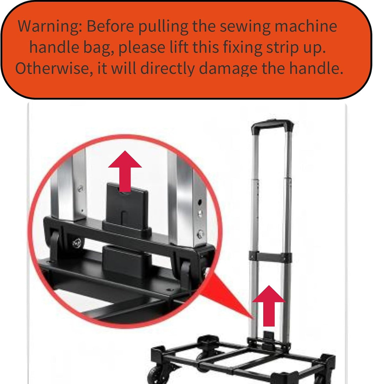 Rolling Sewing Machine Bag Fits for 22"*12"*14" Sewing Machines,YKK zipper,Hard Bottom Pad,Brake Function (Black)