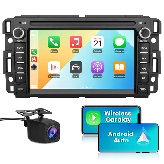 AWESAFE Car Stereo for Chevrolet Silverado Tahoe GMC Sierra Yukon 2007-2013, Android 7 Inch Touch Screen Silverado Radio with CarPlay Android Auto Bluetooth GPS AM FM - Camera Included 2GB+32GB with backup camera