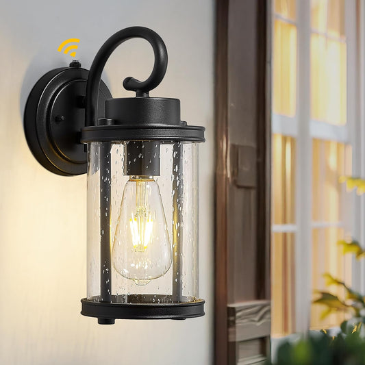 2 Pack 15.8 inch Dusk to Dawn Cylinder Outdoor Wall Light Fixtures, Waterproof, Oil Rubbed Bronze