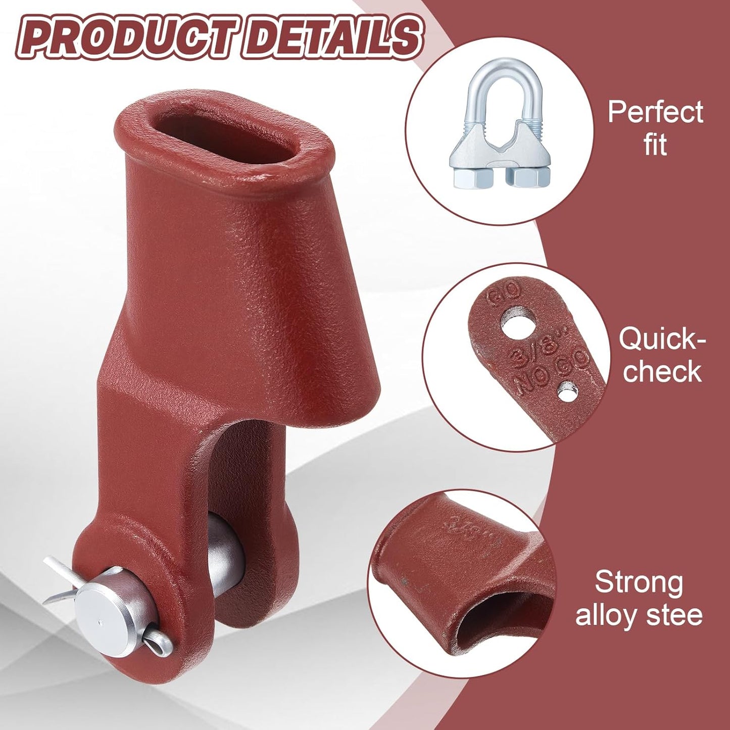 1 Set 3/8" Wedge Socket High Tensile Casting Steel Wire Rope Wedge Open Spelter Socket