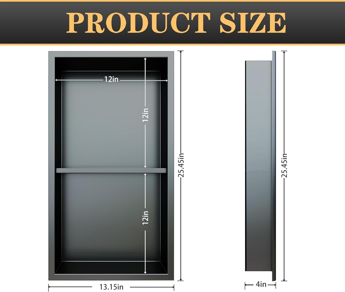 Fiberglass Shower Niche 12X24in No Tile Needed and Needed Tile All can Work Matte Black