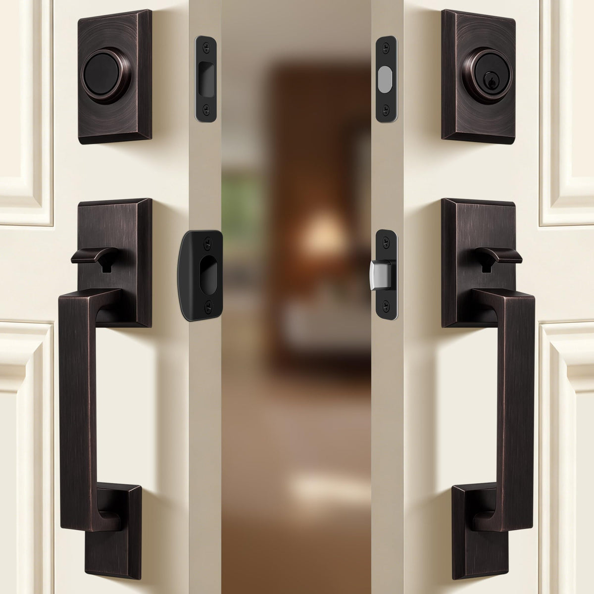 Moquin Double Front Door Lock Set, Keyed and Dummy, Oil Rubbed Bronze Oil-Rubbed-Bronze