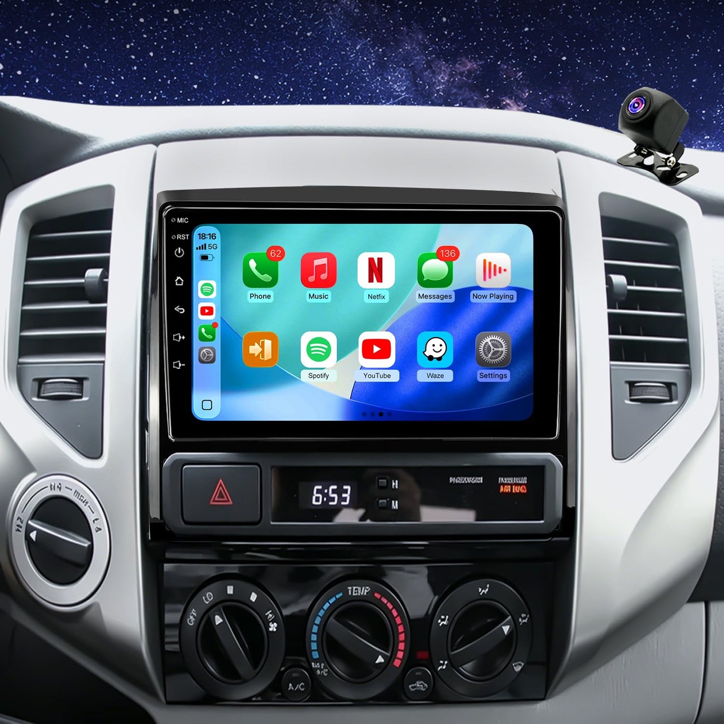 5GWiFi Android 15 Upgrade Car Radio for Toyota Tacoma radio 2005-2015 9inch Touch Screen Car Stereo Replacement Head Unit Apple Wireless Carplay Android Auto GPS Navigation FM Bluetooth DSP SWC Camera