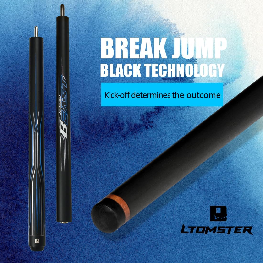 Little Monster Beast Carbon Fiber 3 Pieces Break Jump Cue Pool Stick Breach 147cm 12.9mm with Leather Bag