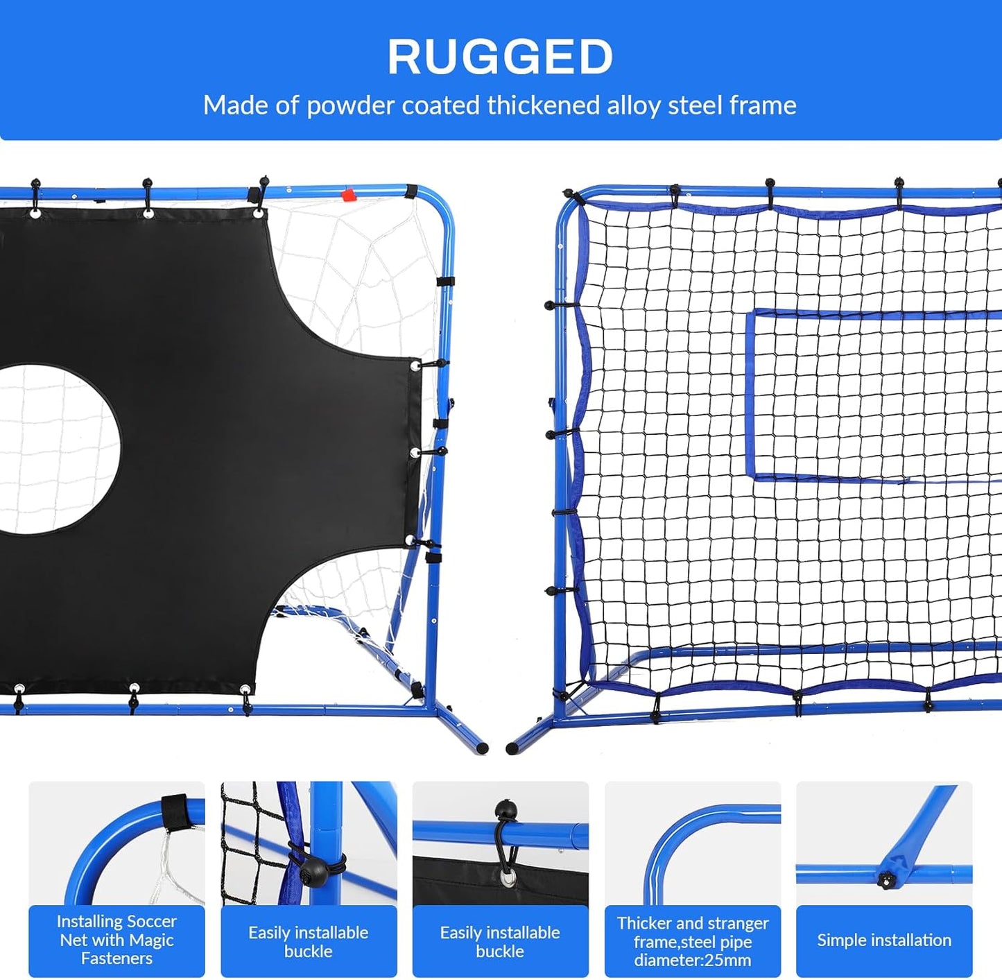 FAHKNS Three Modes of Soccer Goal, Target Net and Rebound Net, Precision Training, Tear-Resistant, Corner Kick Training, Suitable for Children and Teenagers Control (6x4FT)
