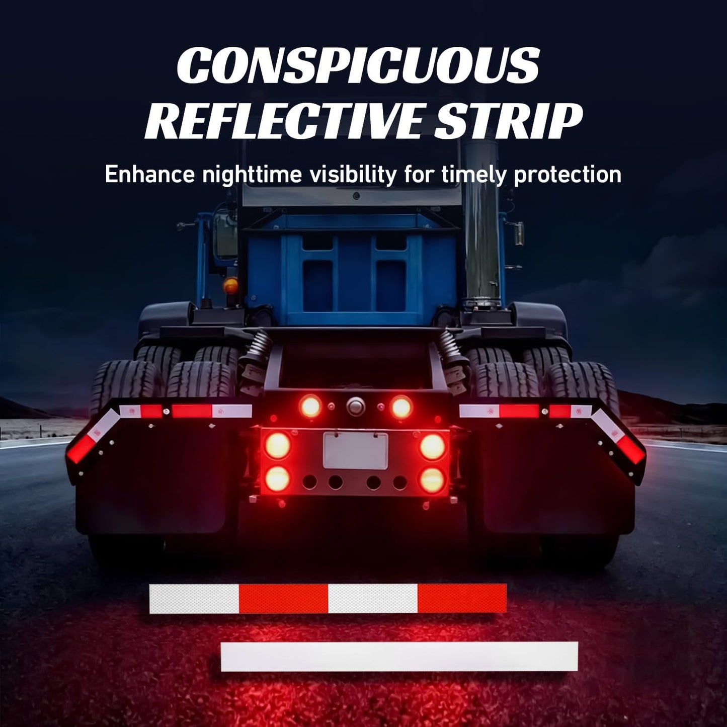 30'' Angled Spring Loaded Mud Flap Hanger Bracket Set, 1-1/8" Bolt Spacing with Reflective Tapes, 2 Pack Black Mudflap Holder for Heavy Duty Semi Trucks